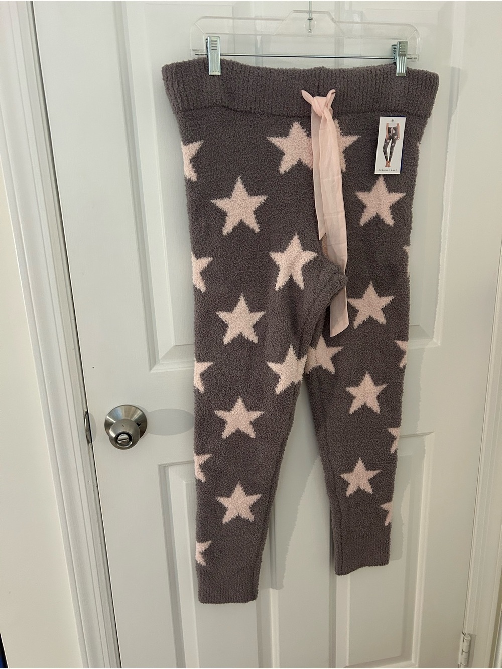 Cozy Star Print Lounge Pants in Taupe & Pale Pink